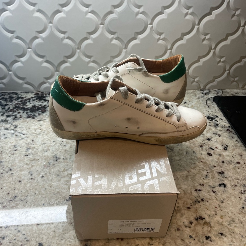 Golden Goose Super-Star Sneakers with Brown and Green Accents - Picture 8 of 9